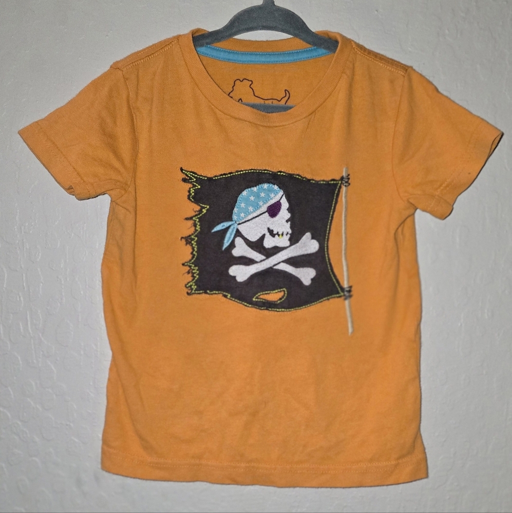 Kids Pirate Skull Orange T-Shirt